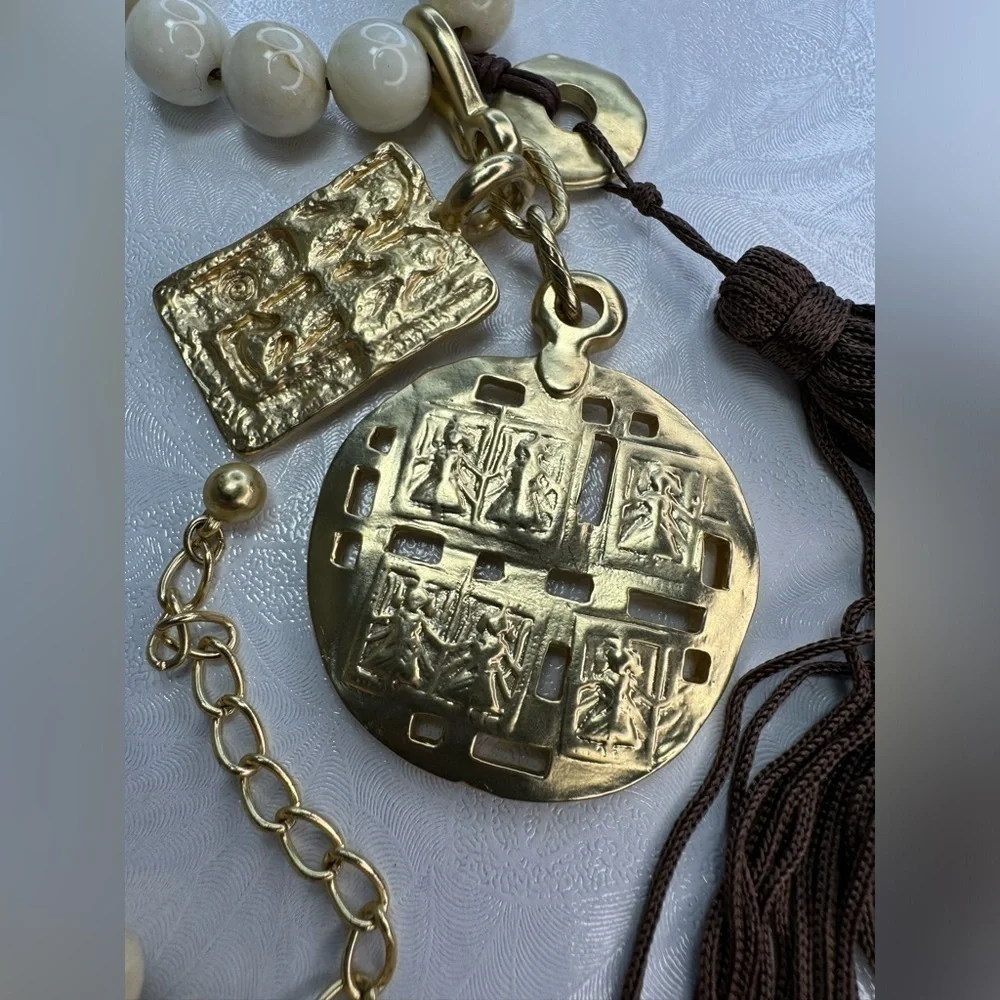 Chico’s Long Pendant Tassel Statement Necklace‎ 35”-39”